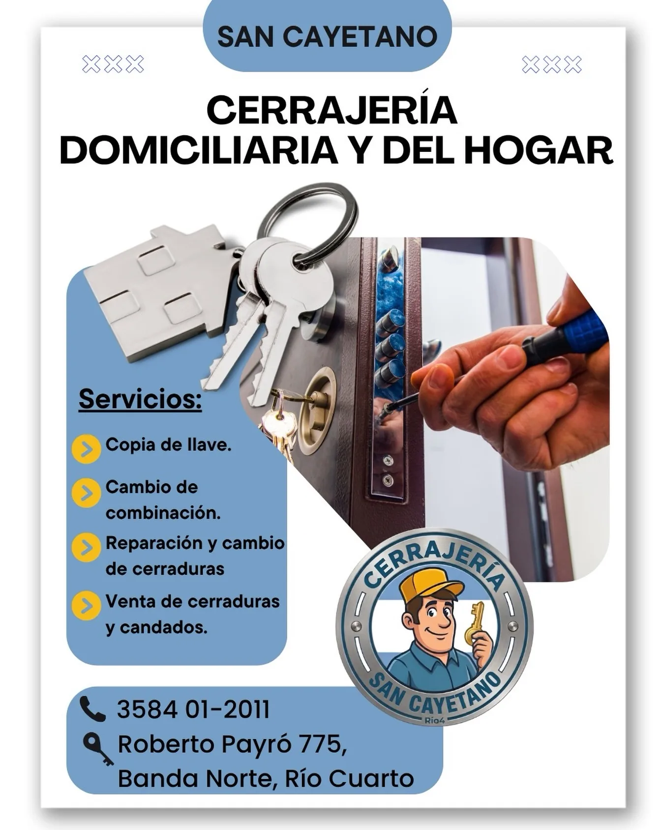 Tarjeta de Cerrajería San Cayetano
